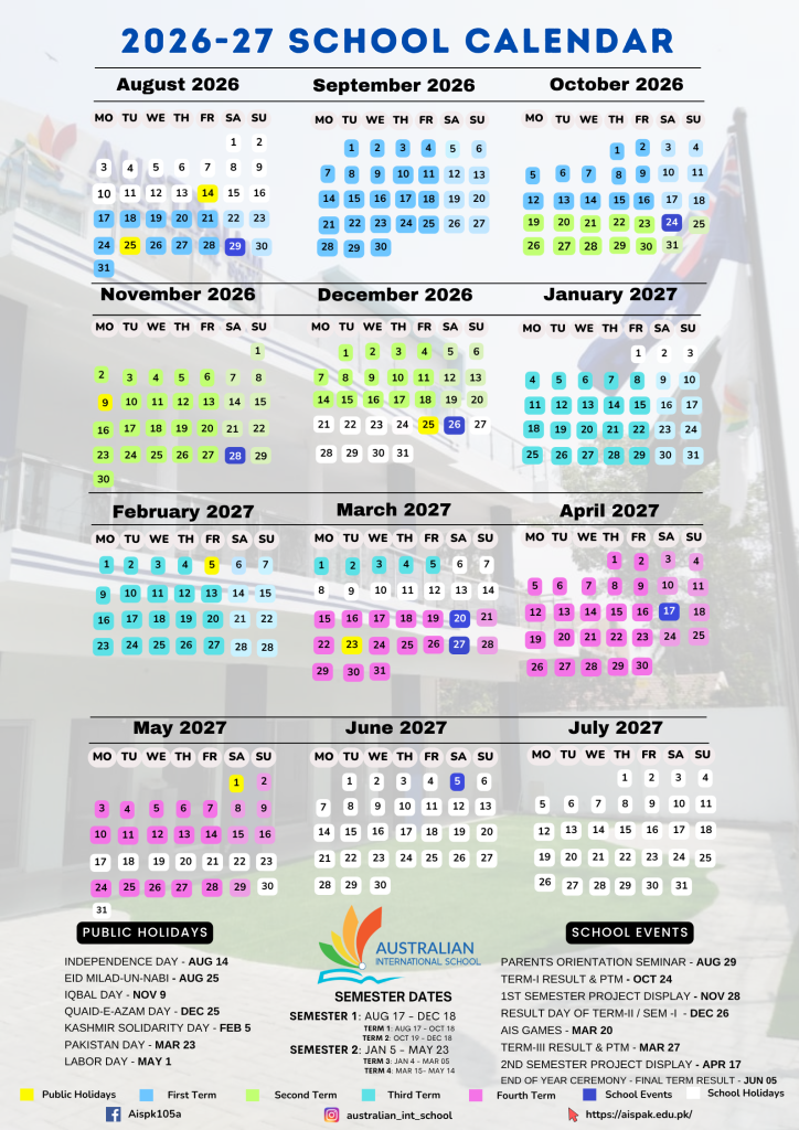 AIS New Academic Session 2026-2027 Calendar